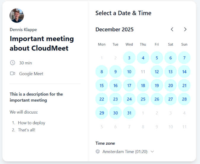CloudMeet 无需服务器的免费会议调度工具